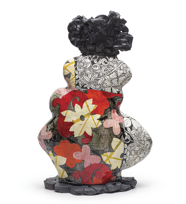 4 Adero Willard’s Entangle #2, 24 in. (61 cm) in height, terra-cotta engobe, slip, glaze, 2019.