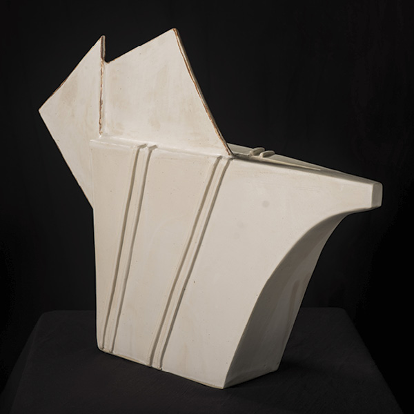 7 Norma Rodney Harrack’s Windrush, 21 in. (54 cm) in height, stoneware, slab construction, 2021. Photo: Julian Dadag.