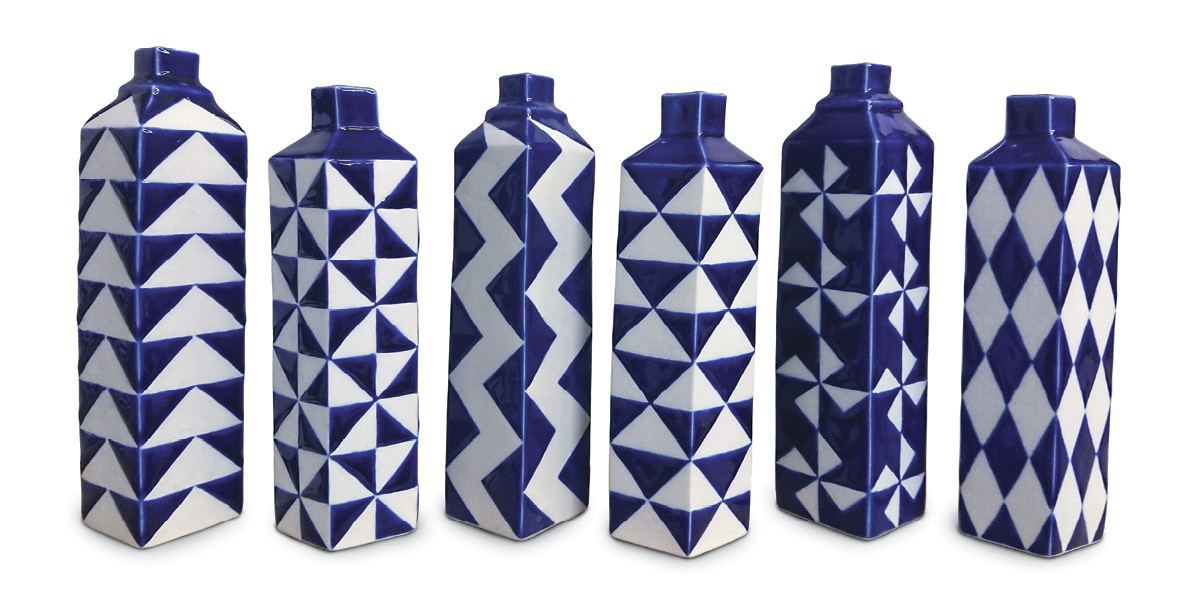 1 Sake bottles, to 8 in. (20 cm) in height, porcelain, 2004–present.
