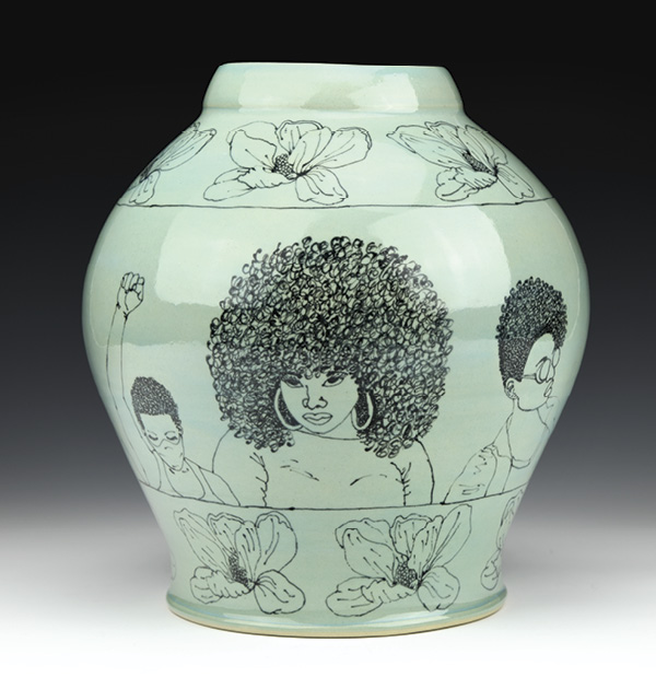Girls, 14 in. (36 cm) in height, stoneware, fired to cone 6 in oxidation.