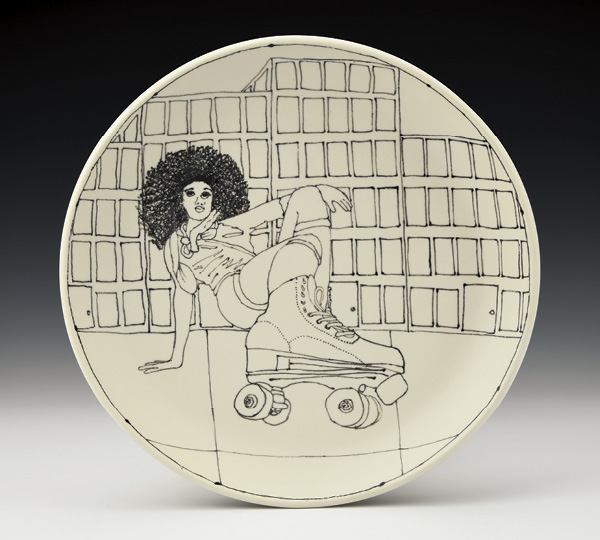 5 Afro Skater, 11 in. (28 cm) in width, stoneware, fired to cone 6 in oxidation. Photo: Companion Gallery.