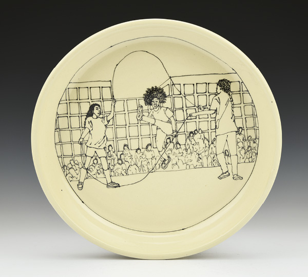 8 Double Dutch, 11 in. (27 cm) in width, stoneware, fired to cone 6 in oxidation. Photo: Charlie Cummmings Gallery.
