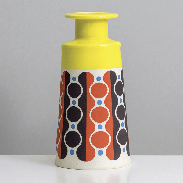 2 Marée Allitt and Paul Allitt’s Large Brown and Orange Cone with Yellow Top, 7½ in. (19 cm) in height, slab-built porcelain, slip.