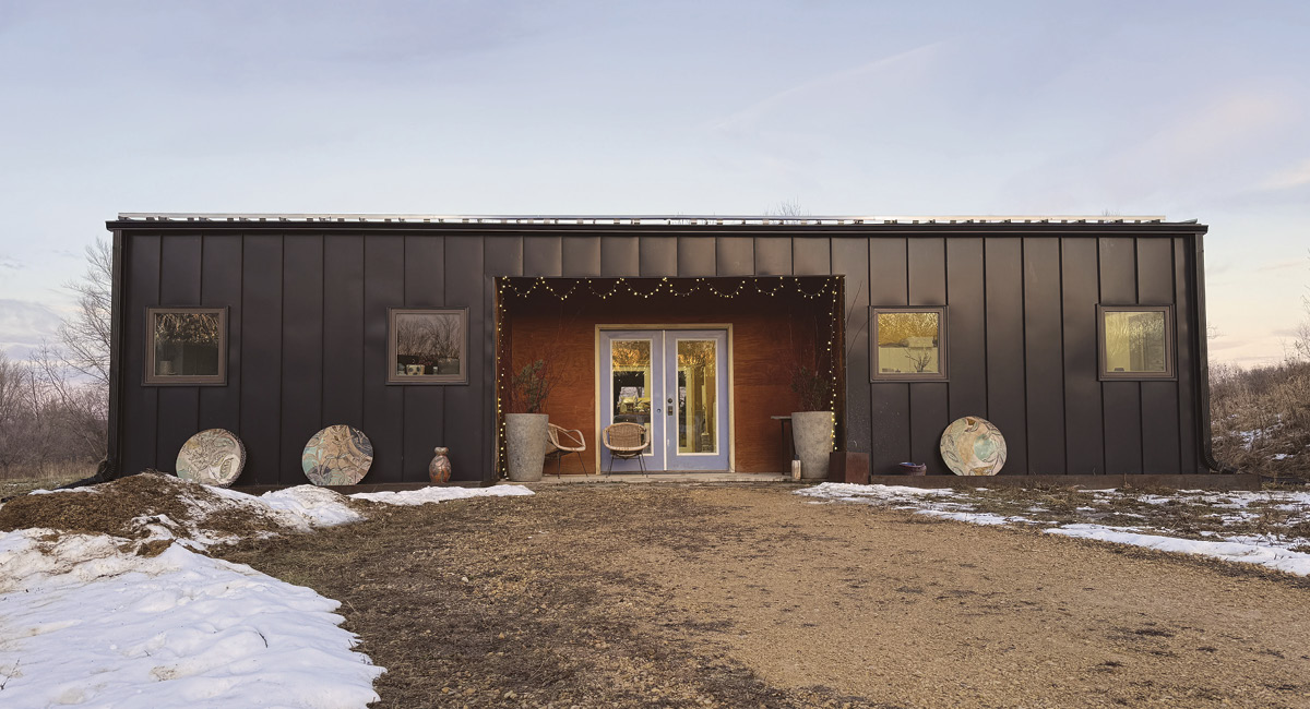 Exterior view of Eureka Pots, the studio of Donovan Palmquist and Colleen Riley in Farmington, Minnesota