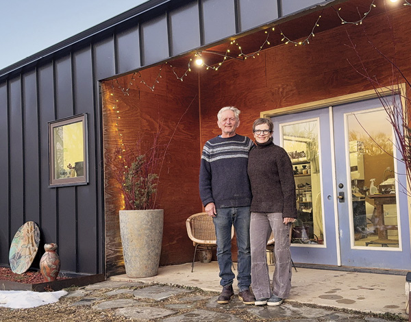 Donovan Palmquist and Colleen Riley outside their studio in Farmington, Minnesota