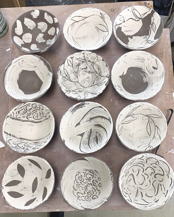 Unfinished bowls of Colleen Riley