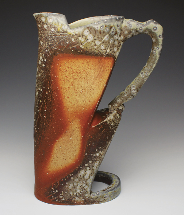 1 Pitcher, 12 in. (30 cm) in height, white stoneware, slip, fired to cone 11 in a soda kiln, 2023.