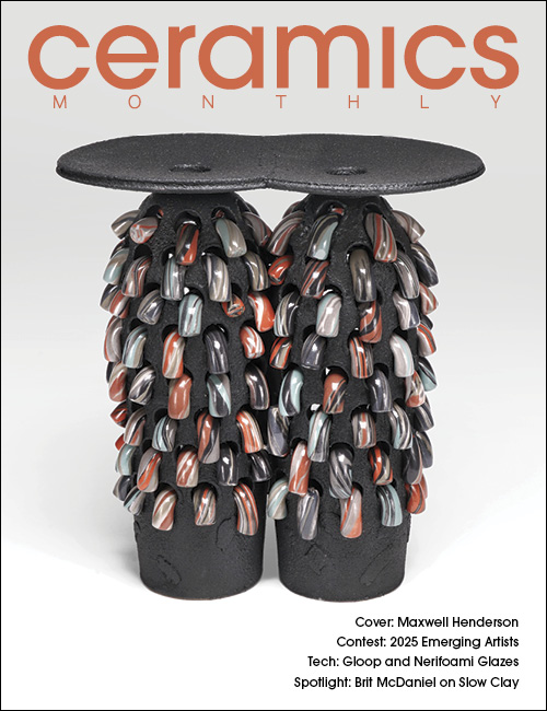 May 2025 Ceramics Monthly front cover featuring Maxwell Henderson