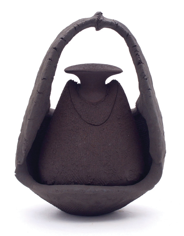 2 Sam McCall's Bottle Reliquary, 8 in. (20.3 cm) in height, handbuilt and wheel-thrown iron-rich stoneware, fired to cone 9, reduction cooled, 2024.