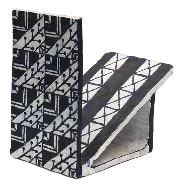 10 Letter with Slide, 12 in. (30.5 cm) in width, glazed earthenware, 2024. Photo: Greg Carideo.