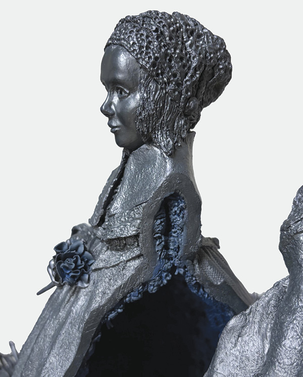 1 Eveline Kieskamp’s Lost childhood II, 12½ in. (32 cm) in width, stoneware, Black Terra Sigillata, 2024.