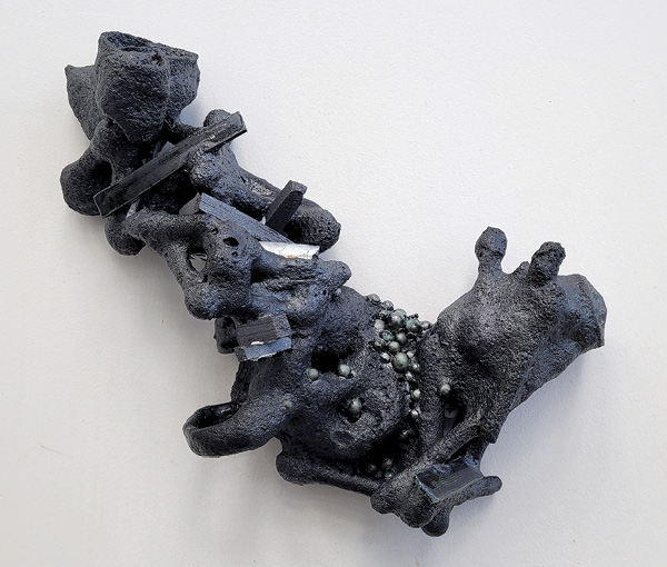 5 Gabriel John Poucher’s contemporary epithelia I, 10 in. (25.4 cm) in height, Melty Black Bone China slip, stoneware, glaze, fired in oxidation to cone 10, 2024.
