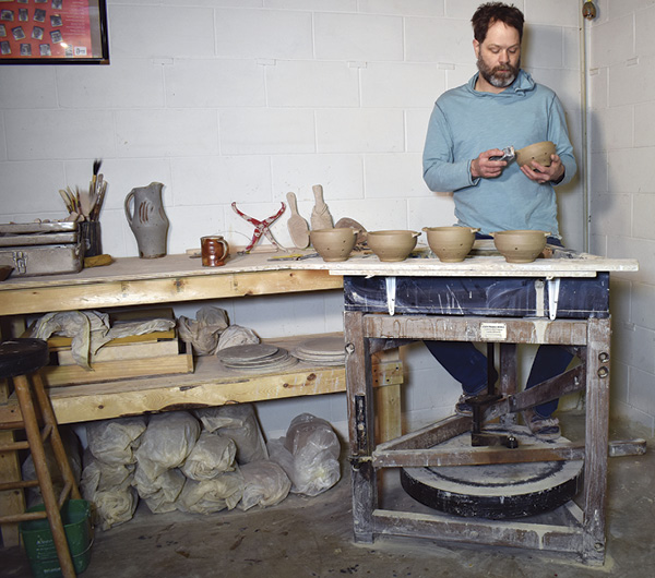 Joe Singewald in his studio in Cold Spring, Minnesota.