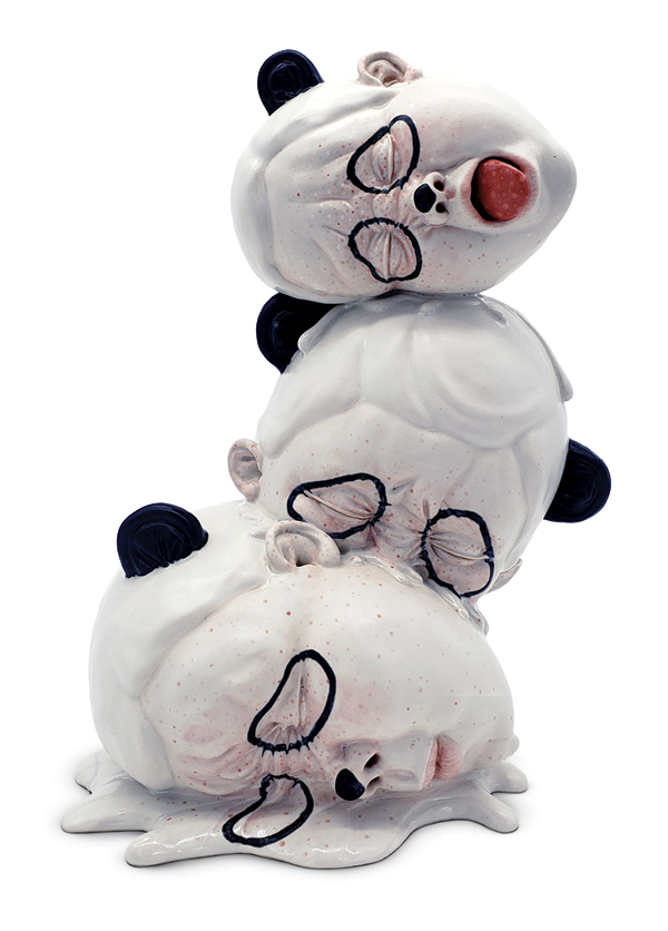4 Meltdown, 12½ in. (32 cm) in height, handbuilt stoneware, underglaze, glaze, fired to cone 6 in an electric kiln, 2021.