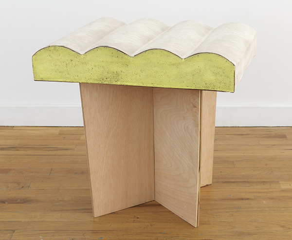 5 Yellow Back, Skew, 30 in. (76.2 cm) in width, ceramic, plywood, 2018.