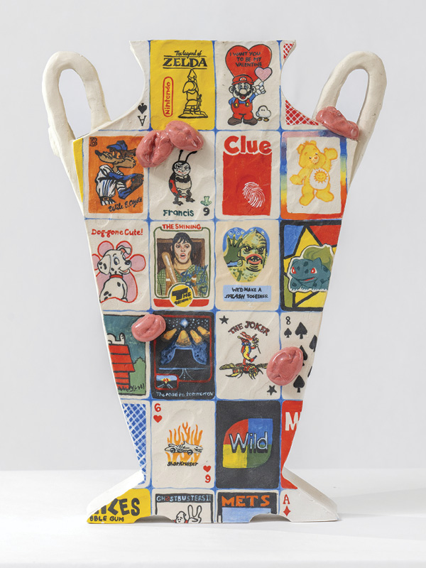 5 Sarah Allwine's My Collections, 14 in. (35 cm) in height, ceramic, underglaze, 2021.