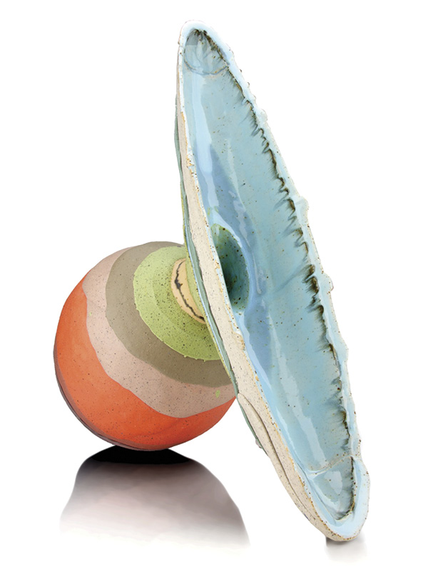 Justin D’Onofrio's Aspen Meadow Zenith 16 in. (40.6 cm) in width, colored porcelain, shale, handbuilt, thrown, altered glaze, 2025.