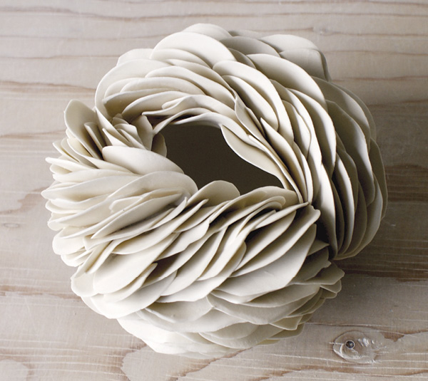 5 Olivia Walker's Porcelain Nest I, 6 in. (15 cm) in diameter, porcelain, 2024.