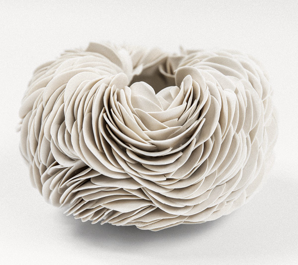 6 Olivia Walker's Porcelain Nest II, 8 in. (20 cm) in diameter, porcelain, 2024. Photo: Rachel Hoile.