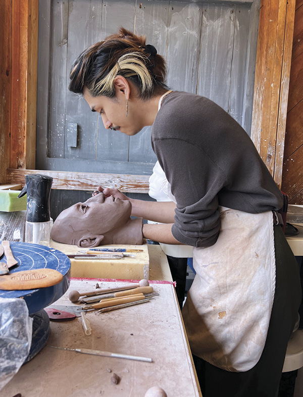 3 2023 Artaxis Fellow Alvaro Villa making artwork at Haystack Mountain School of Crafts, 2023. Photo courtesy of Haystack Mountain School of Crafts.