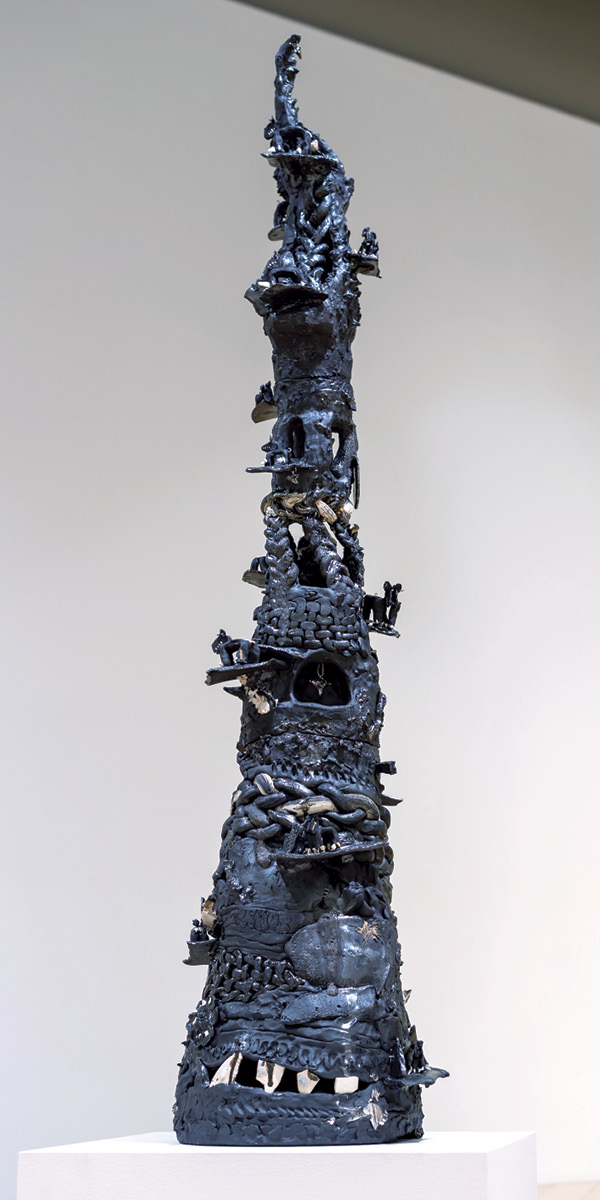 2 Karla Ekatherine Canseco’s paseo infinito… arriba, abajo, alrededor. nos vamos, 5 ft. 6 in. (1.7 m) in height, clay, metal, ribbon, 2022.