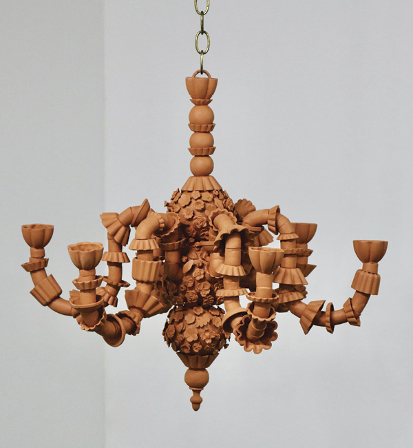 1 Mary Cale Wilson’s Chandelier, 26 in. (66 cm) in height, earthenware paper clay, metal, 2020.