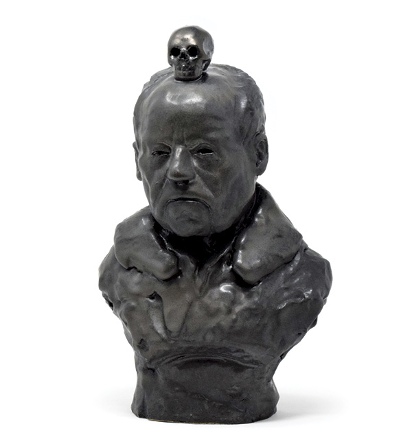 2 Deighton Abrams’ HRZG, 12 in. (30 cm) in height, stoneware, fired to cone 6 in oxidation, 2021.