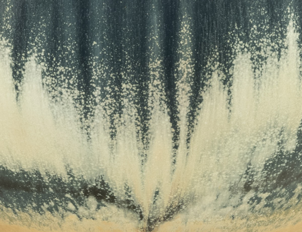 Steven Hill’s glaze details, porcelain, multiple sprayed-and-layered glazes, fired to cone 8 in an electric kiln, 2022.