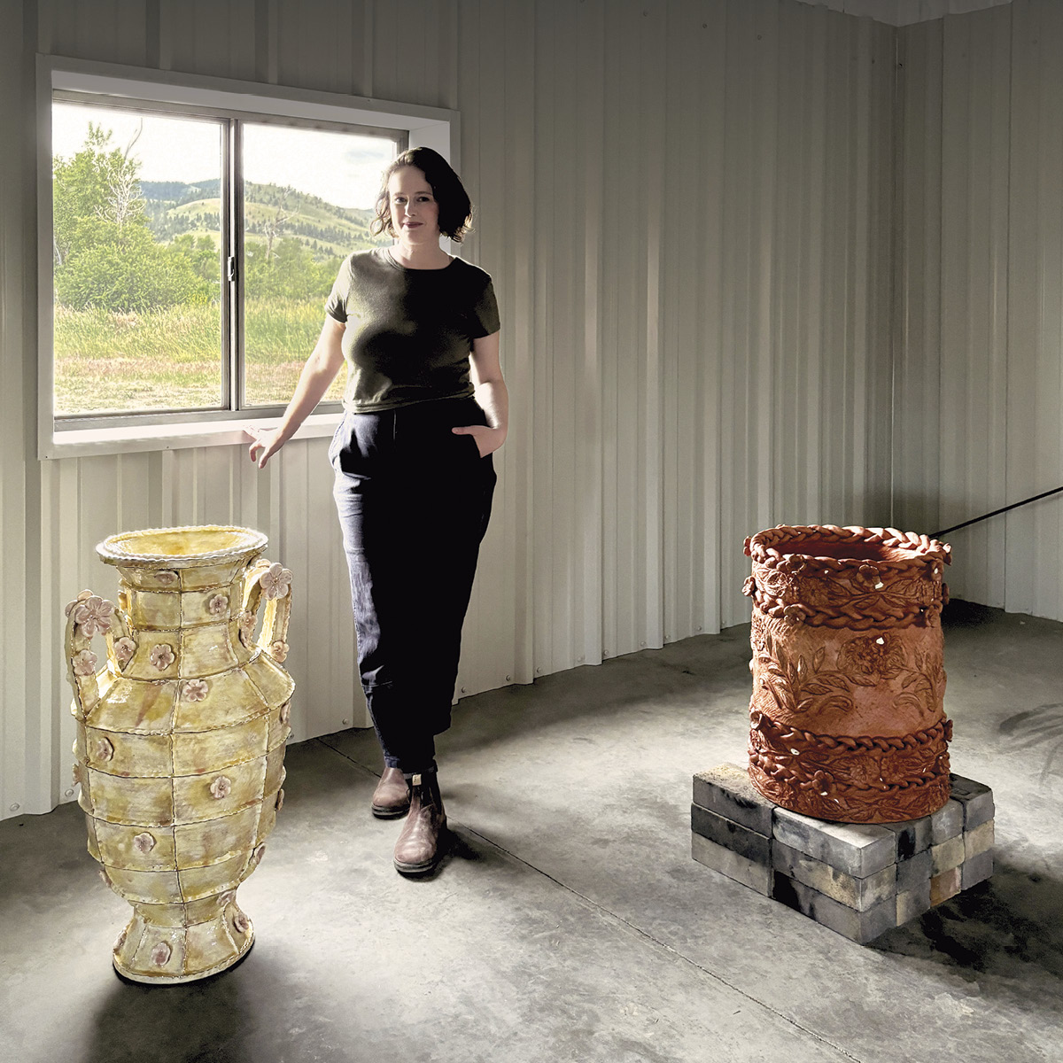 1 Maura Wright in the studio, 2024.