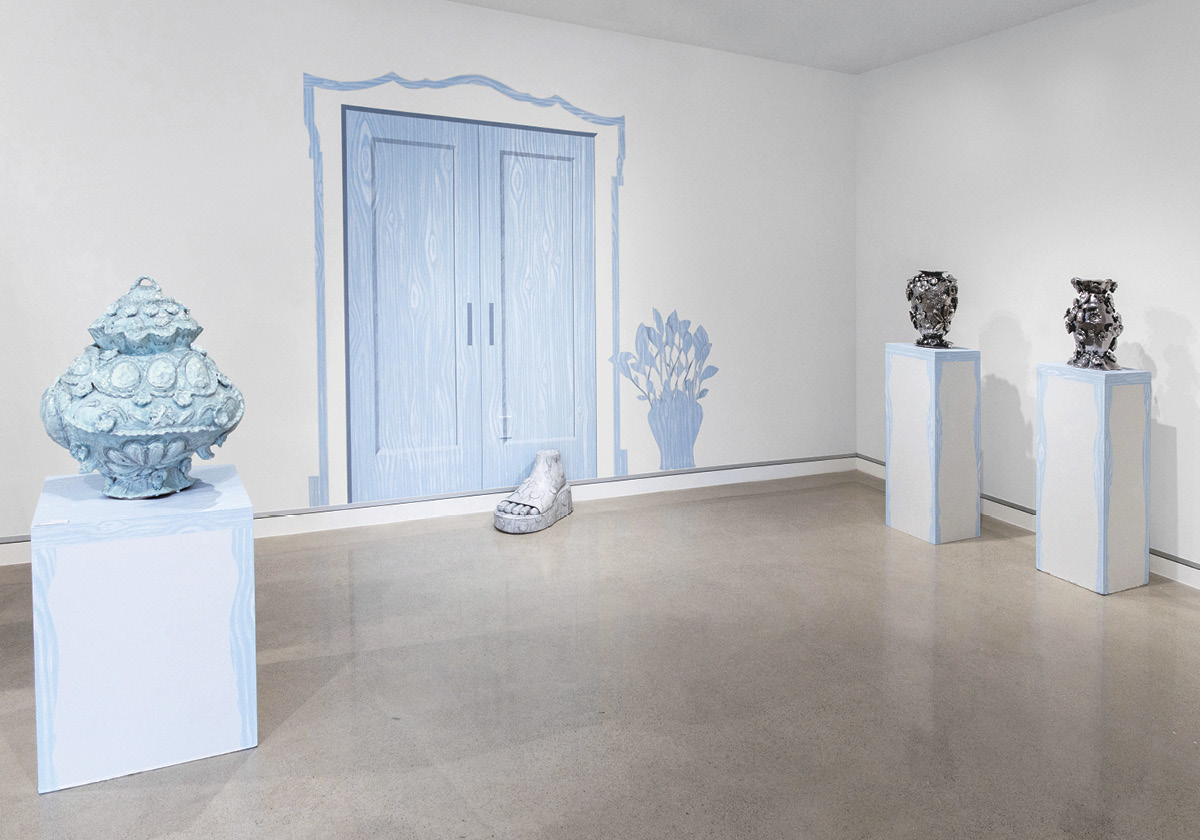 5 Wedg(wood), earthenware, slip, glaze, latex and acrylic paint, 2024.