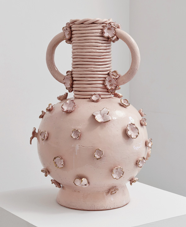 8 Nude Pot, earthenware, glaze, luster, 26 in. (66 cm) in height, 2023. Photo: Copyright Alan Wiener, courtesy Greenwich House Pottery.