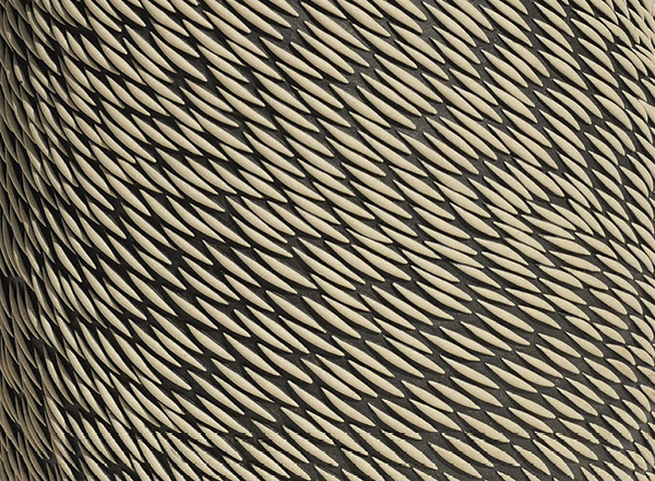 1 Hilde Boterman’s Avalon (detail), 12.2 in. (31 cm) in height, coiled white clay, Black Engobe, fired to cone 7 in an electric kiln, 2024. Photo: Erik De Strooper.