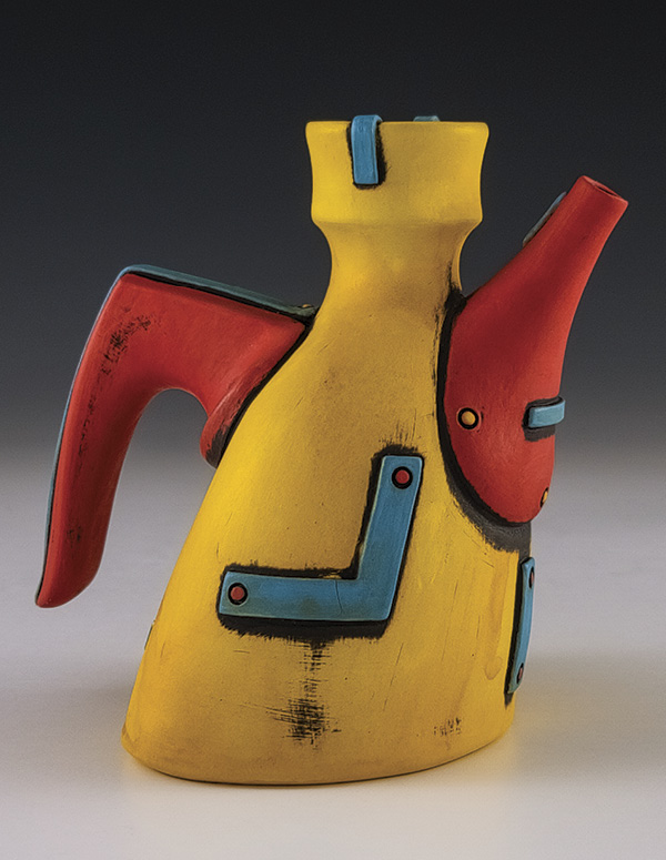7 Andrew Clark’s ewer, 5½ in. (14 cm) in height, stoneware, underglaze, terra sigillata, glaze, fired to cone 6 in an electric kiln, 2025.