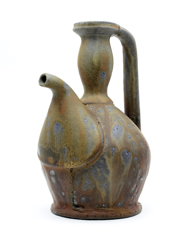 1 Joshua Scott’s ewer, 7 in. (18 cm) in height, stoneware, wood fired, reduction cooled, 2023.