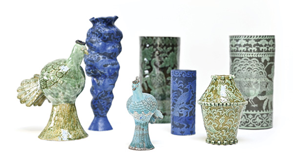3 Miyu Kurihara’s handbuilt collection, to 81/2 in. (22 cm) in height, glazed stoneware, 2021.
