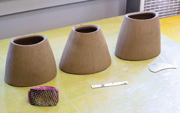 11 Cylinders with three different textures. Left to right: Rasp, saw blade, and serrated rib.