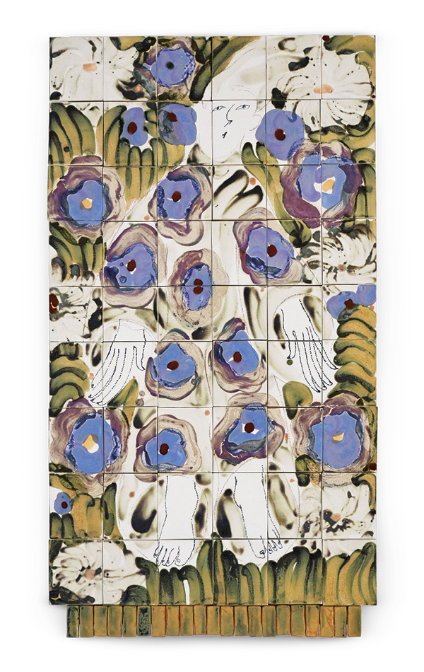Off the Ground, 3½ ft. (1.1 m) in height, ceramic tiles, glaze, birch frame, 2024.