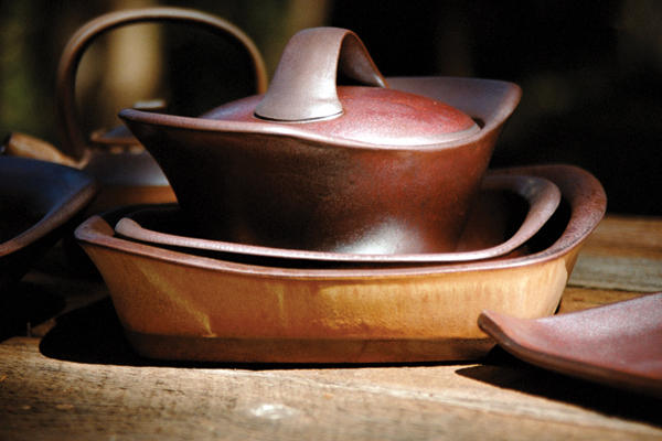 Cook on Clay flameware bakers and casserole dish, made by Robbie Lobell in Seattle, Washington. If you have the skills, you can make an amazing bread pudding in the casserole dish. See more of her work at www.cookonclay.com.