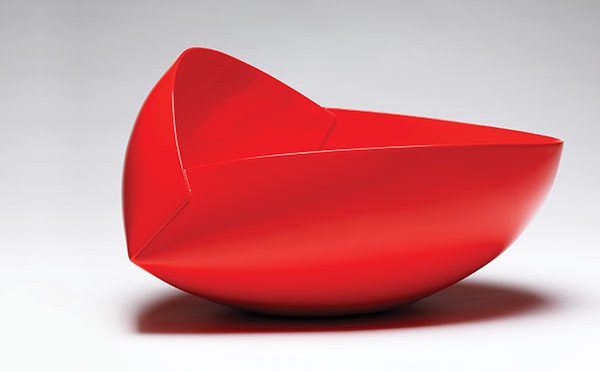 Object from the Earthenware Ferrari series, 16 in. (40 cm) in length, slab-built and press-molded earthenware, automotive paint, 2014. Photo: Dries Van den Brande.