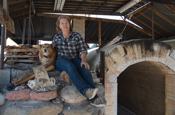 Sheryl Leigh-Davault and Squeak next to the Reitzagama. Photo: Dexter D. Woods.