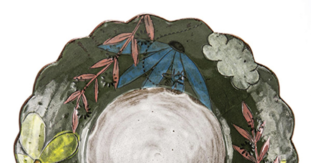 How to Use Templates and Slip Transfers to Decorate a Wide-Rimmed Bowl