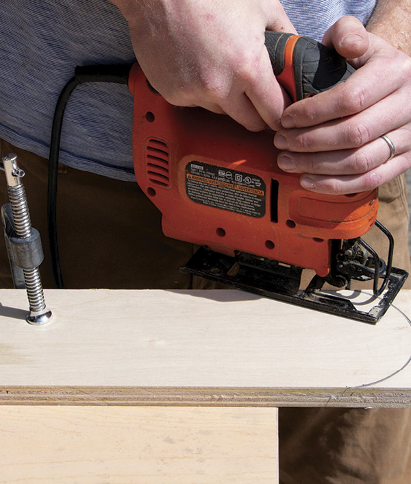 1 Use a jigsaw to cut the curved top of the slump mold.