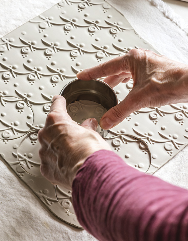 2 Using pastry cutter, cut out two circles per ornament.