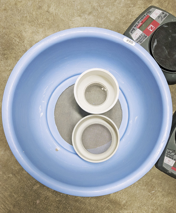 2 Various sizes of sieves for mixing small and large glaze batches.