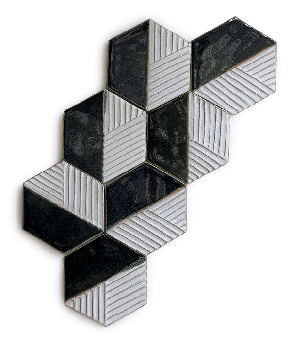 Geometric Carved Tile by Hilda Carr