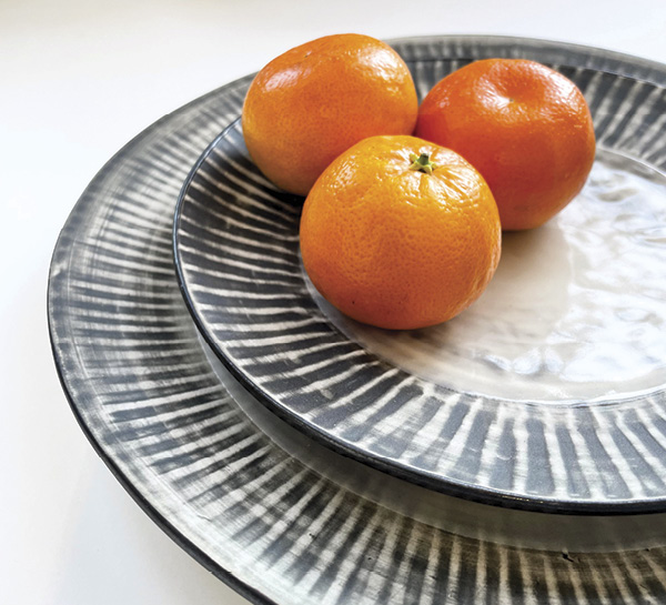 Liz Pechacek's finished plates, detail view.