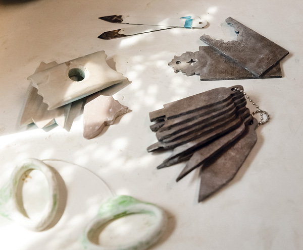 1 A collection of my mark-making tools. Look around and consider what might make an interesting mark in the clay.