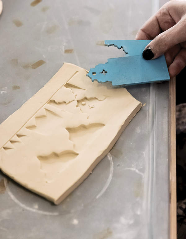3 Practice impressing your tools into the clay to work out various patterns.