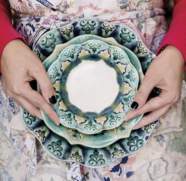 Lindsay Scypta's Plates made from ⅜-inch slabs on GR Pottery’s WA system.