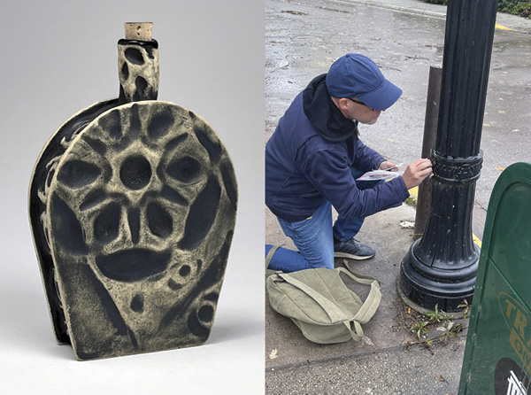 Frank James Fisher's FLASK #9: Lamp post, acquired on Mackinac Island, Michigan.